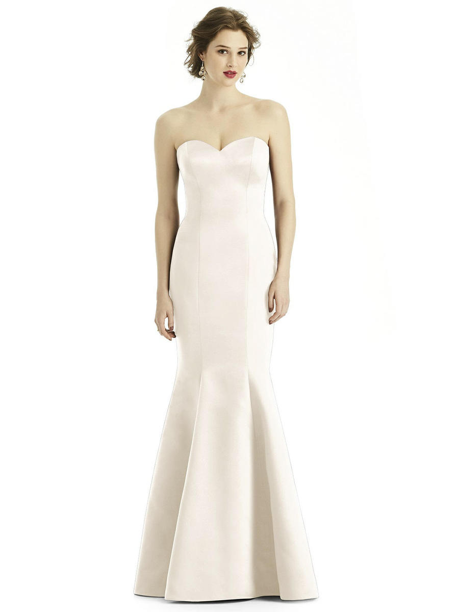 after six bow front stretch satin gown