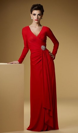 Rina di Montella 1527 Sophisticated Long Sleeve Jersey Formal Dress