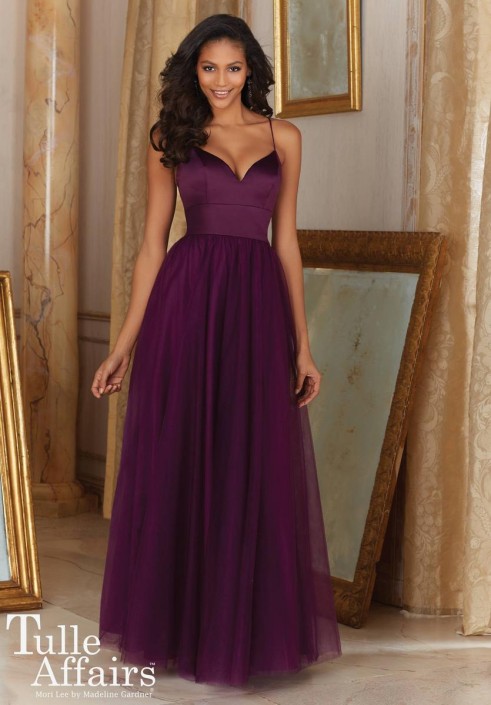 Mori Lee Tulle Affairs 153 Satin Bodice Bridesmaid Gown French Novelty Mori Lee Tulle Affairs 153 Satin Bodice Bridesmaid Gown