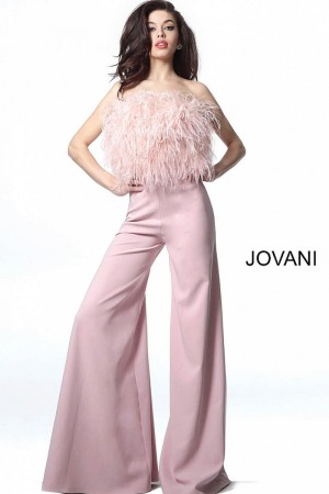 Jovani 1542 Feather Bodice Jumpsuit