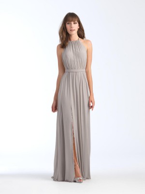 Size 12 Platinum Allure 1559 Stretch Chiffon Halter Bridesmaid Dress