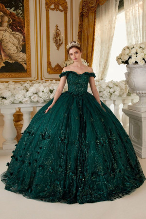 Ladivine 15704 Stunning Glitter Floral Quinceanera Dress
