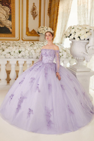 Ladivine 15706 Off Shoulder Long Sleeve Quinceanera Dress