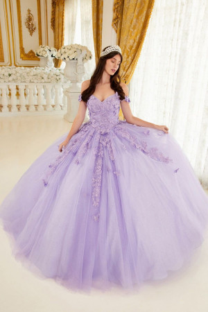 Ladivine 15709 Beautiful Lace 3D Butterfly Quince Dress