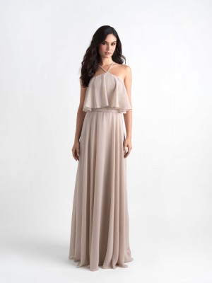 Size 16 Cappuccino Allure 1572 Ruffle Top Chiffon Bridesmaid Dress