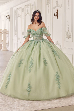 Ladivine 15725 Off Shoulder Flutter Sleeve Quinceanera Dress
