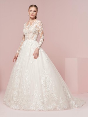 Christina Wu 15742 Sheer Long Sleeve Wedding Gown