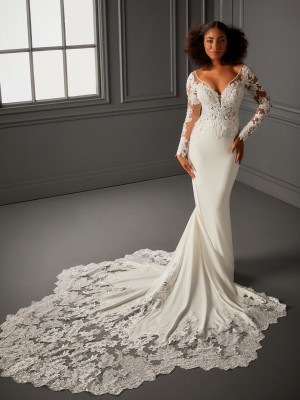 Christina Wu 15774 Sheer Long Sleeve Wedding Gown