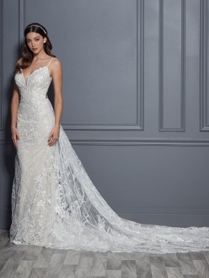 Christina Wu 15821 Wedding Gown with Flowing Back