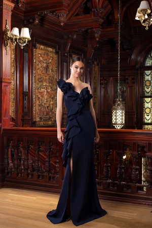 Alexander by Daymor 1583 Ruffle One Shoulder Gown