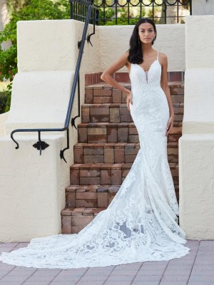 Christina Wu Brides 15838 Shimmer Lace Slim Gown