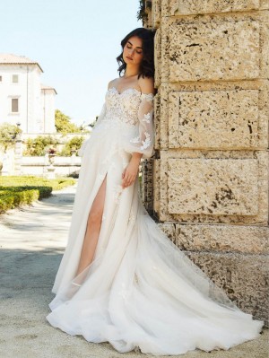 Christina Wu Brides 15850 Sheer Sleeve Wedding Gown
