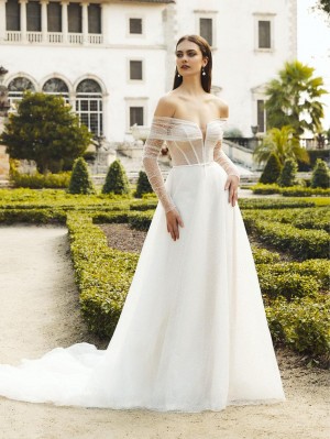 Christina Wu Brides 15856 Romantic Dotted Tulle Wedding Dress