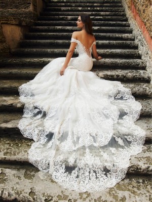 Christina Wu Brides 15859 Tiered Scallop Mermaid Gown