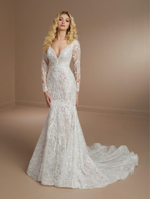 Christina Wu Brides 15861 Beaded Lace Optional Sleeve Gown