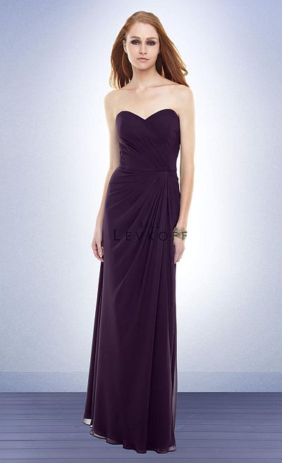 bill levkoff strapless chiffon bridesmaid dress