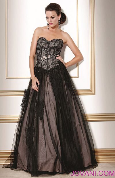 French Novelty Jovani Evenings Corset Top Ball Gown 159336