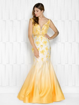 Colors 1598 Floral Satin Mermaid Dress