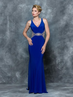 Colors 1599 Jersey V Neck Prom Dress