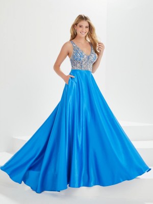 Tiffany Designs 16024 Beaded A-Line Gown with Pockets