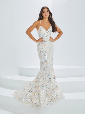 Tiffany Designs 16028 Floral Sequin Prom Dress
