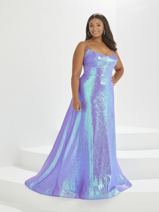 French Novelty Tiffany Plus 16043 Scoop Neck Sequin Prom Dress