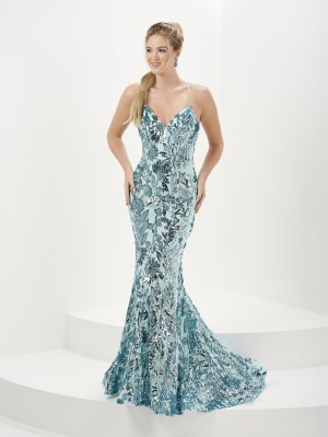 Tiffany Designs 16077 Floral Sequin Prom Dress