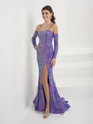 Tiffany Designs 16090 Modern Linear Sequin Prom Dress