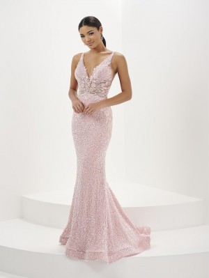 Tiffany Designs 16110 Sheer Floral Sequin Prom Dress