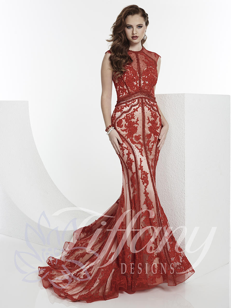 tiffany designs 16129 red carpet gown french novelty graphic designer dress