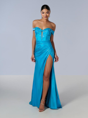 Tiffany Designs 16186 Off Shoulder Shimmer Prom Dress