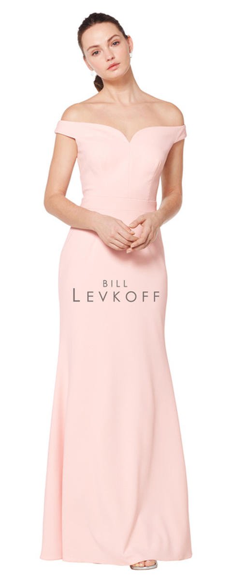 bill levkoff off the shoulder bridesmaid dress