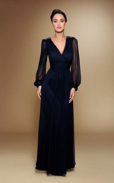 long sleeve silk gown