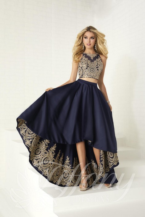 navy gold prom dress