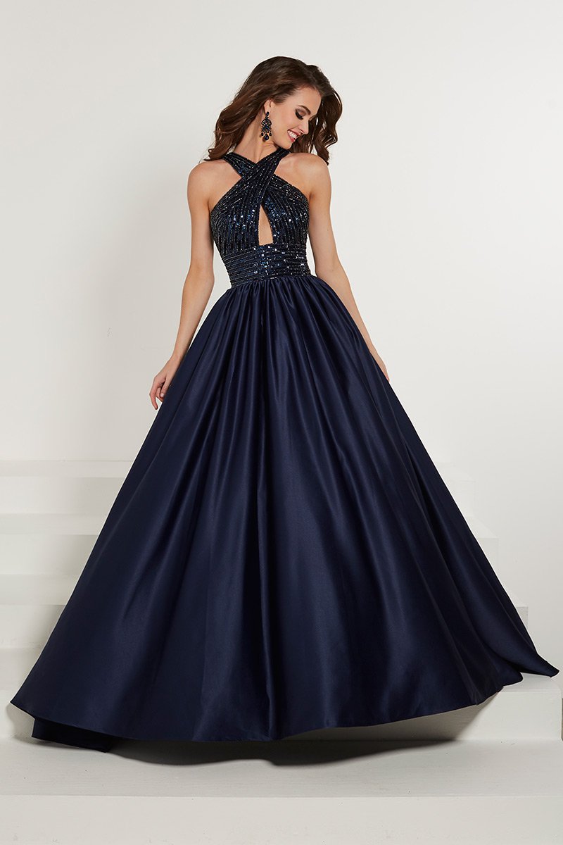 h&m dark blue dress