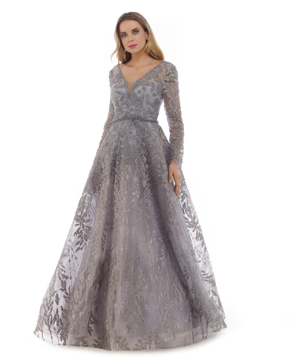 French Novelty: Morrell Maxie 16333 Long Sleeve Burnout Ballgown