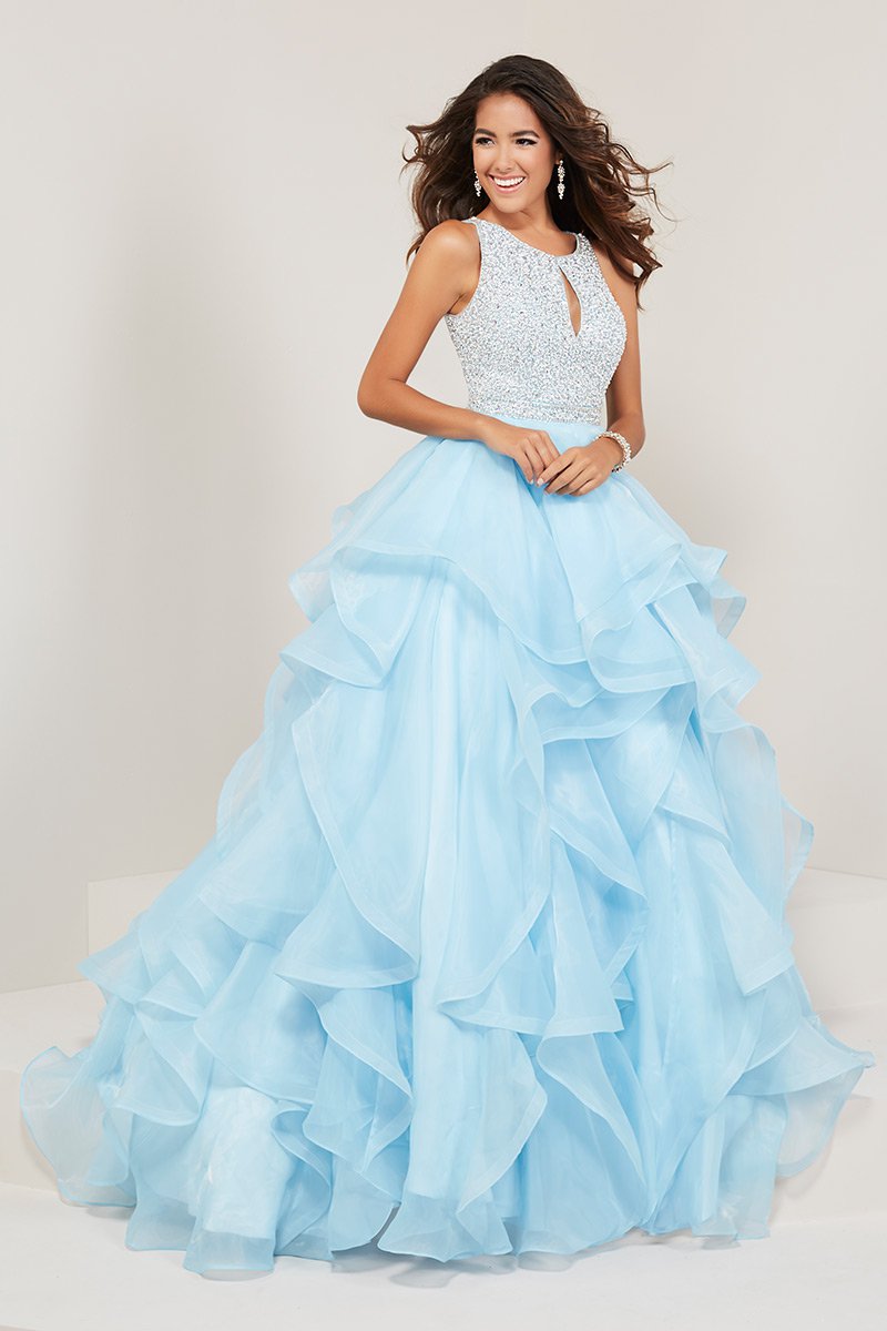 French Novelty Tiffany Designs 16338 Ruffled Organza Prom Dress