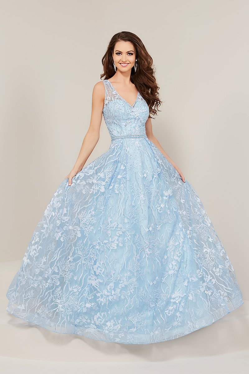 French Novelty: Tiffany Designs 16346 Floral Lace Prom Dress