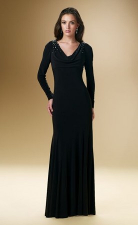 Rina Di Montella 1636 Long Sleeve V Neck Evening Dress