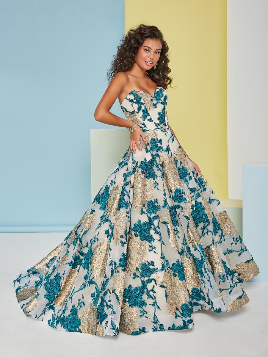 Tiffany Designs 16458 Floral Brocade Gown