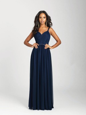 Size 10 Navy Allure 1651 Open Back Bridesmaid Dress