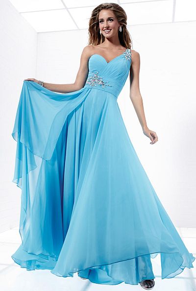 Tiffany Designs One Shoulder Chiffon Prom Dress 16693: French Novelty