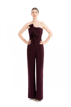 Alexander by Daymor 1678 Strapless Bow Neck Jumpsuit