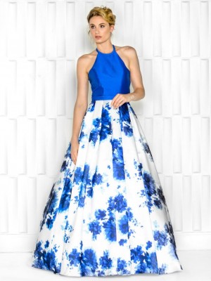 Colors 1682 Floral Print Halter Gown