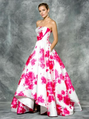 Colors 1685 Floral Print High Low Prom Dress
