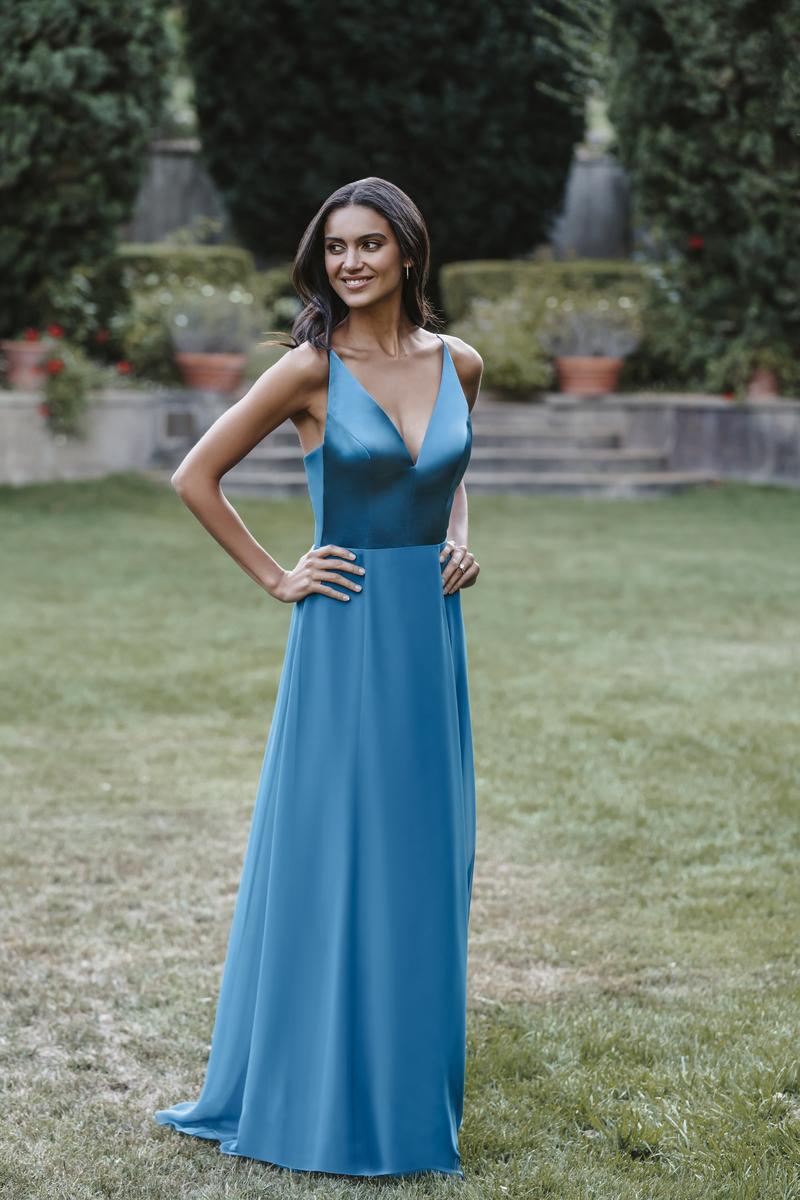 French Novelty Allure 1690 Deep V Tie Back Bridesmaid Dress
