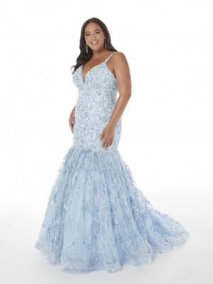 Christina Wu Plus 16957 Glitter Floral Mermaid Dress