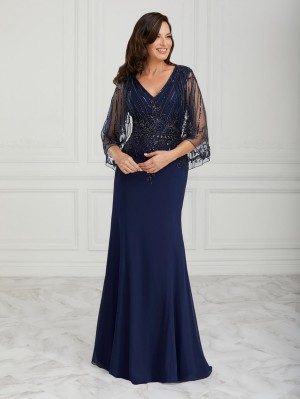 Christina Wu Elegance 17009 Mothers Gown with Beaded Cape