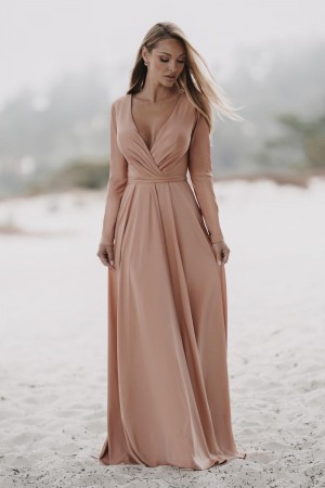 Allure 1703 Long Sleeve Deep V Bridesmaid Dress
