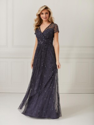 Christina Wu Elegance 17045 Sheer Beaded Mothers Gown